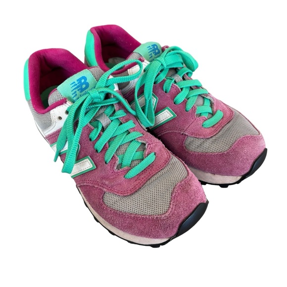 Women’s New Balance 574 pink green sneakers shoes size 7 - Picture 1 of 9